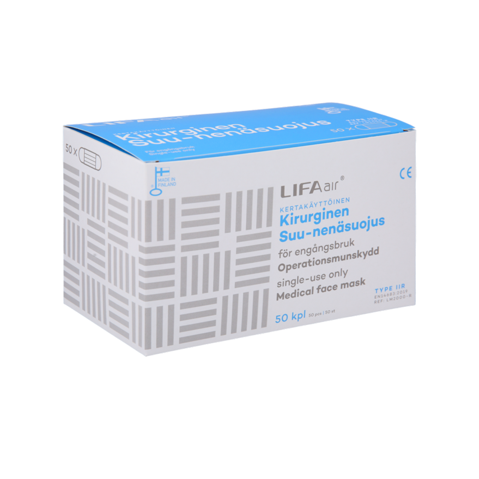 Suomalainen Lifa Air Kirurginen Type IIR suu-nenäsuojus - maskikauppa.fi