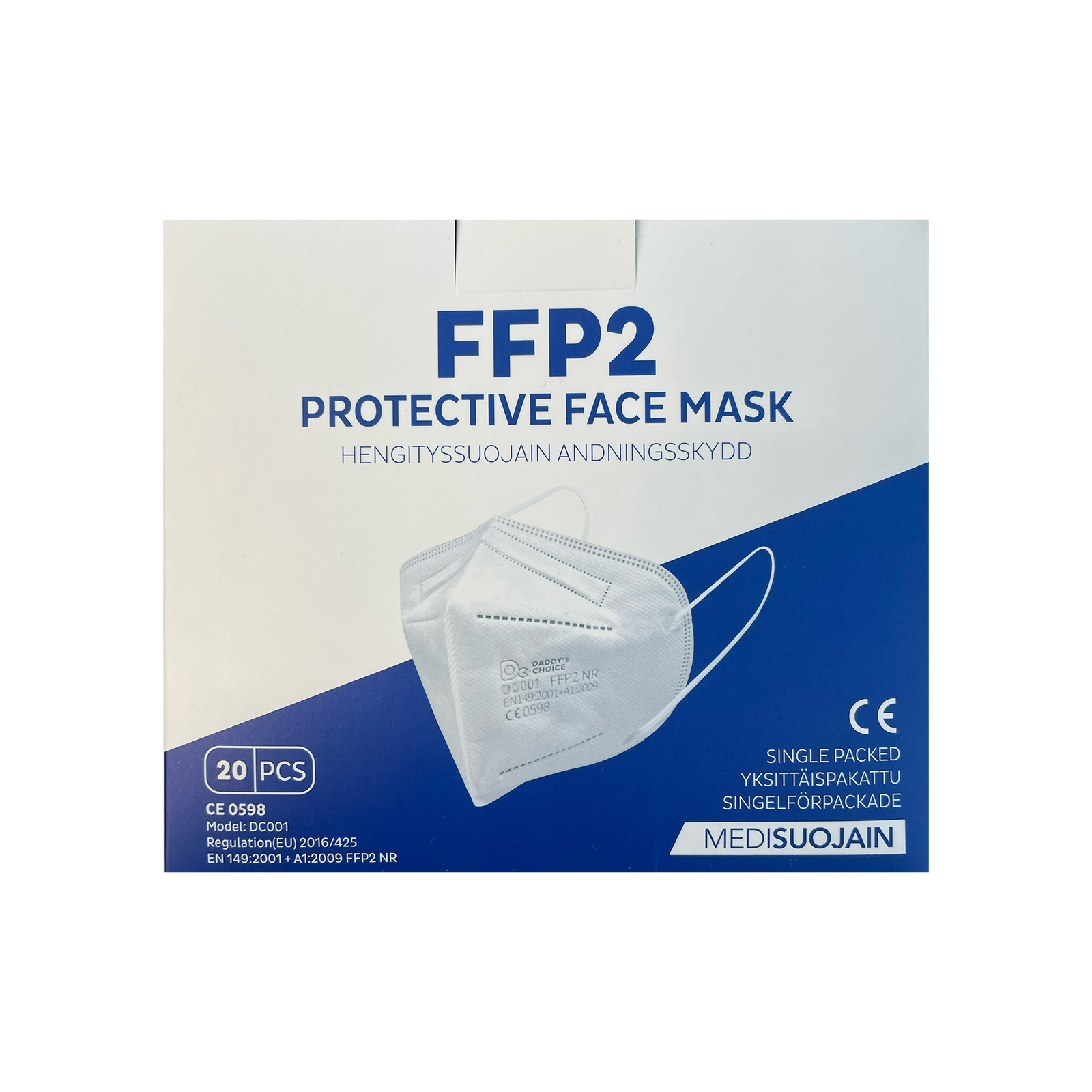 ENNAKKOTILAUS (kahden viikon toimitus) Tehokas yksittäispakattu valkoinen CE merkitty FFP2 hengityssuojain, tukkupakkaus 960 kpl, hinta 0,34€ kpl alv 0% - maskikauppa.fi