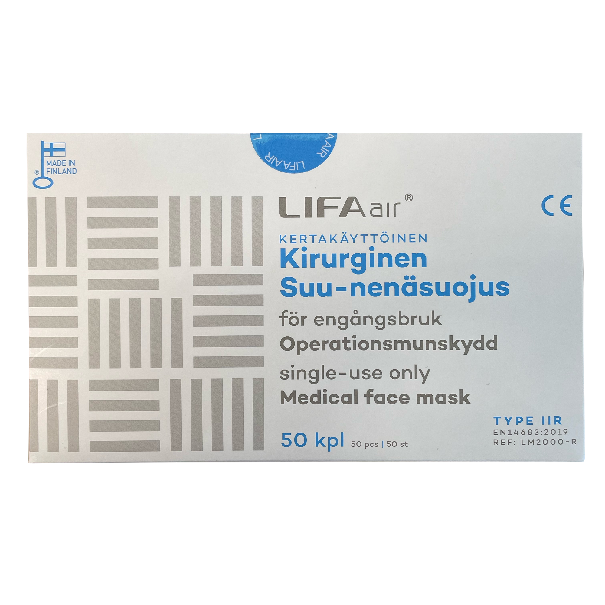 Suomalainen Lifa Air Kirurginen Type IIR suu-nenäsuojus - maskikauppa.fi
